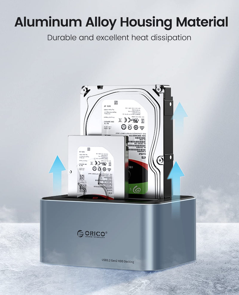 2.5" USB C SATA Hard Dive Enclosure+ 3.5" 2.5" Aluminum Alloy Dual Bay USB C to SATA Hard Drive Dock