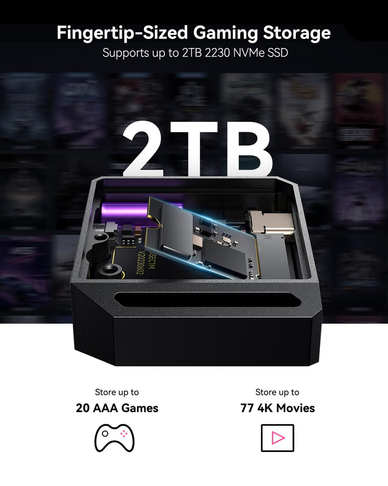 DOCKCASE & CHIZHA Pocket M.2 2230 NVMe SSD Enclosure, Support 3s PLP Prevents Write Data Loss, 10Gbps USB C 3.2 Gen2, fits NVMe PCIe, Exclusive to Size 2230, Support M-Key B+M Key UASP