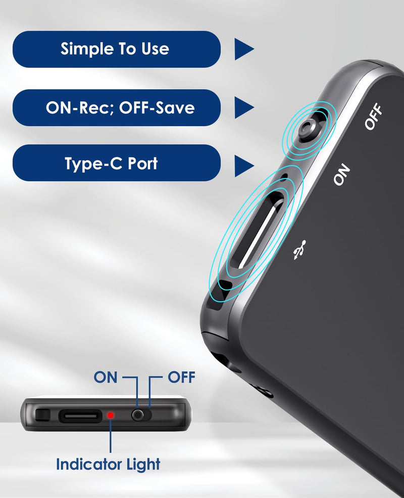 [AUSTRALIA] - 0.25IN Mini Portable 64GB Voice Recorder - Vormooi V15 Digital Voice Activated Recorder with Playback and AI Noise Reduction, 1536Kbps HiFi Audio Recorder Device for Lectures Meetings Classes 