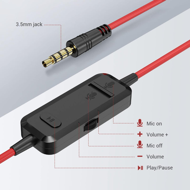 OneOdio A71 Wired Over Ear Headphones & 3.5 mm Cable with Boom Mic