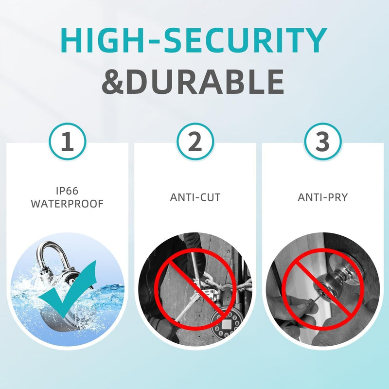 SFW Fingerprint Padlock,Bluetooth Pad Locks with Code, Water Resistant Smart Padlocks with Mobile App.Suitable for Gym, Sports Facilities, Bicycles, Schools, Luggage and Lockers