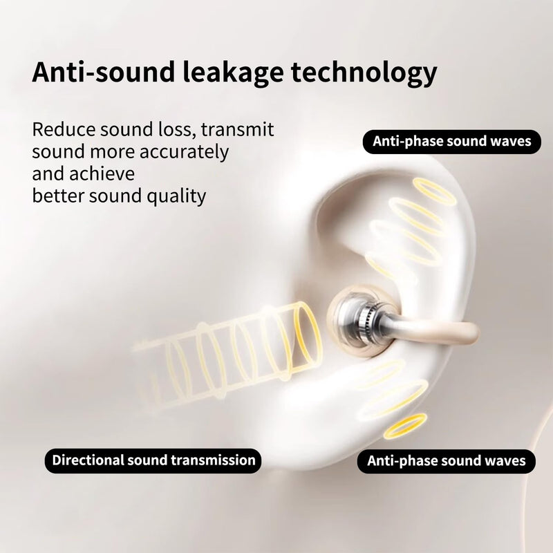 Upgraded Open Ear Earbuds Clip-On Earbuds Comfortable fit & Crystal-Clear Sound, 80H Playtime Bluetooth 5.4 Wireless Headphones for Women Ideal for SmallEars,Sports,Workouts,（Champagne Gold） Champagne Gold