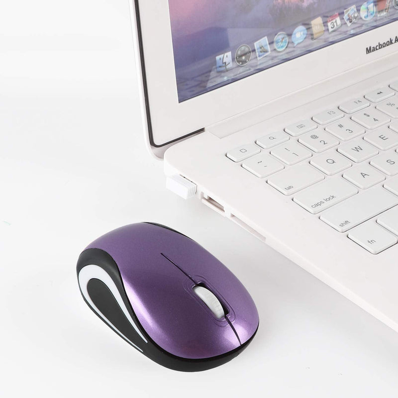 Mini Small Wireless Mouse for Kids Children 3-7 Years Old Child Size Optical Portable Mini Cordless Mice with USB Receiver for Laptop Computer (Purple)