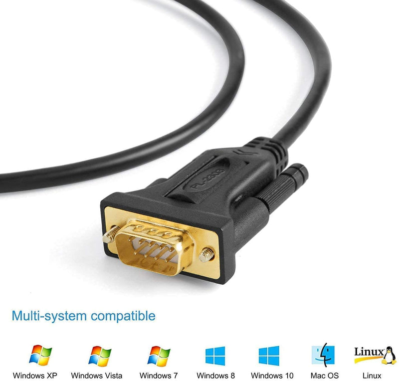 Bundle – 2 Items: CableCreation 3.3FT USB to RS232 Serial Male Cable + 6.6FT USB to RS232 Female Adapter with Prolific PL2303 Chip, for Windows 10, 8.1, 8,7, Vista, XP, Linux, Mac OS X