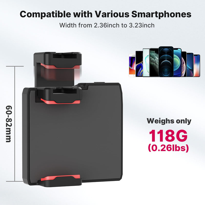 CG-02 Grip Holder for Smartphone Upgraded Phone Camera Grip w Remote Shutter Handheld Tripod Mount Fill Light Handheld Photography Accessories Compatible with iPhone 17 16 15 14 Pro Max etc CG02