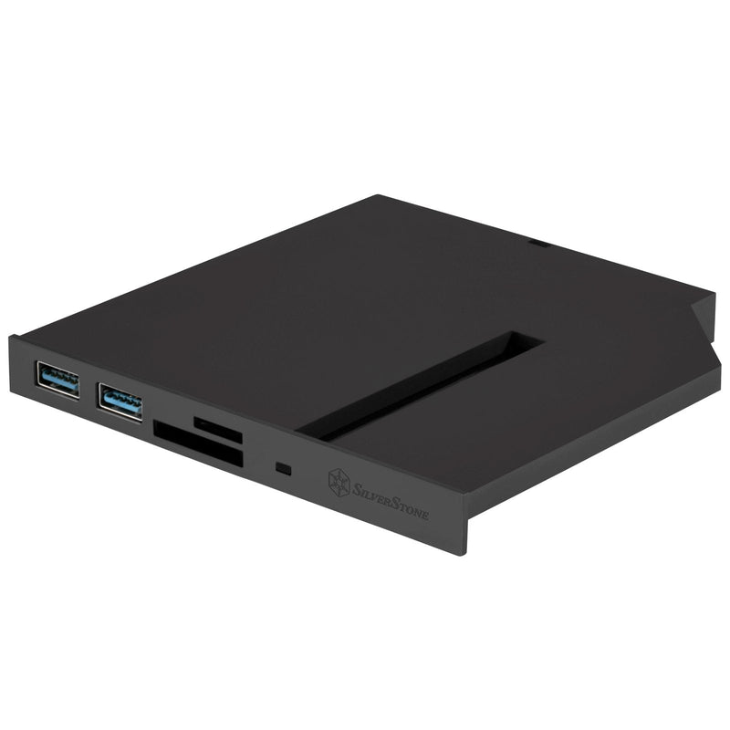 SilverStone Technology FPS01 12.7mm Slim ODD Device Bay to M.2 SATA SSD with Dual USB 3.0 Type-A and SD/Micro-SD Reader