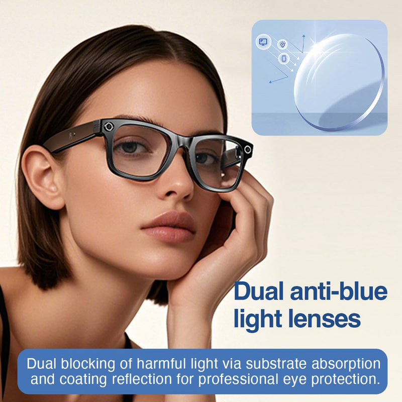 AI Smart Glasses With Camera,HD Photo & Video,Bluetooth Sunglasses Built-in Speakers,Wireless Music & Call Black