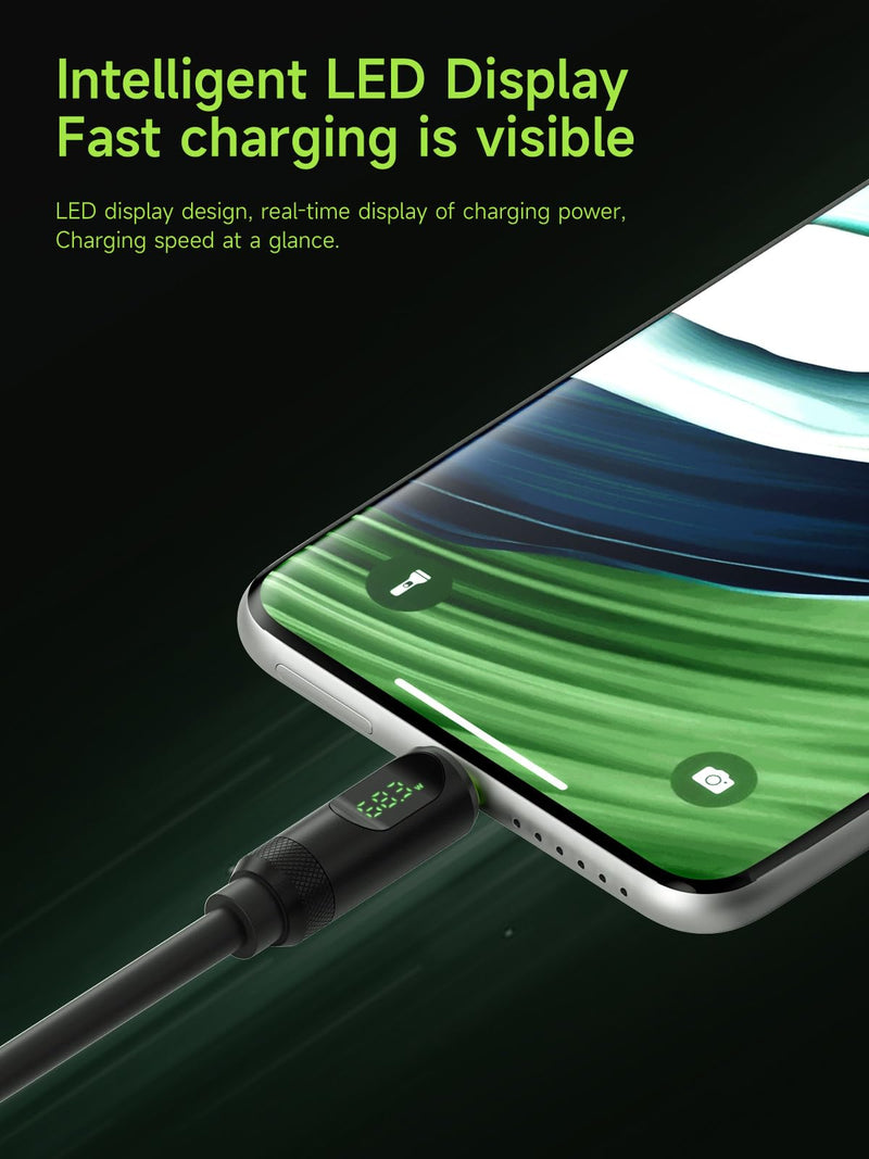 Hagibis USB 4 Cable, LED Display USB C 240W Fast Charging Cable with 8K@60Hz 40Gbps Data Transfer Thunderbolt 4/3 Video Cord for iPhone 17 16 15 Pro Max, iPad, MacBook Pro Air (Pack of 2) 3.3FT (Pack of 2) Silicone Black