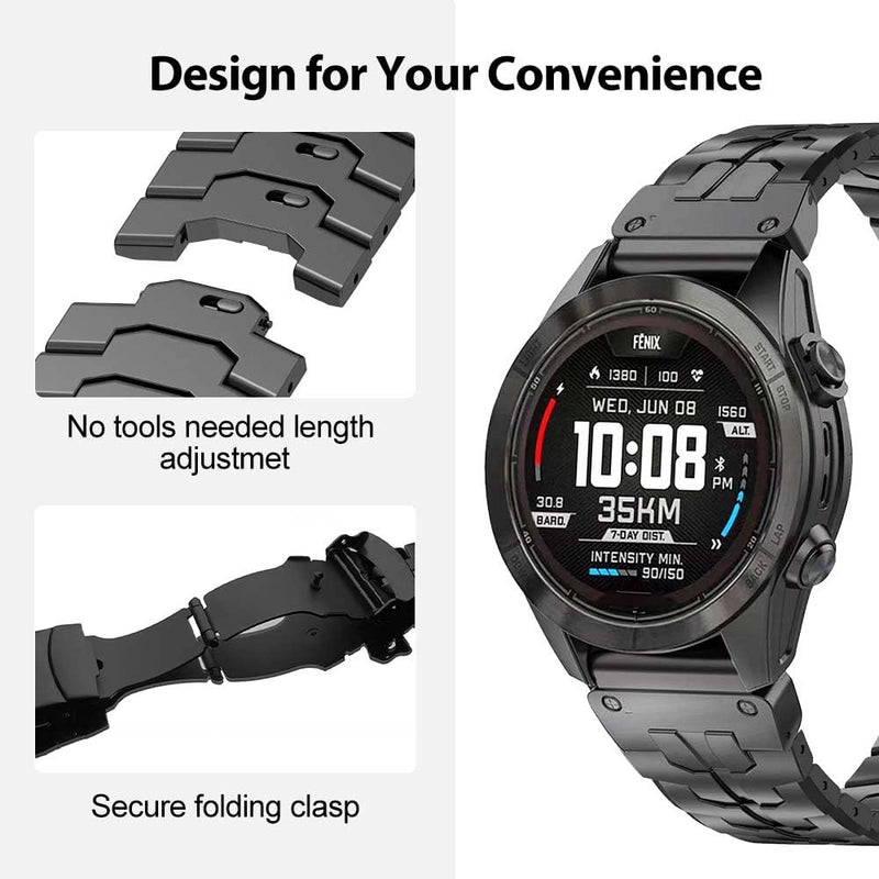 No Tool Needed 22mm Titanium Band Compatible for Tactix 8 47mm/Fenix 8 47mm/7/6 Pro/Forerunner 965,26mm Metal Quick Fit WatchBand for Tactix 8 51mm/Instinct 3 50mm/Fenix 8 51mm/7X Pro/6X Pro Sliver