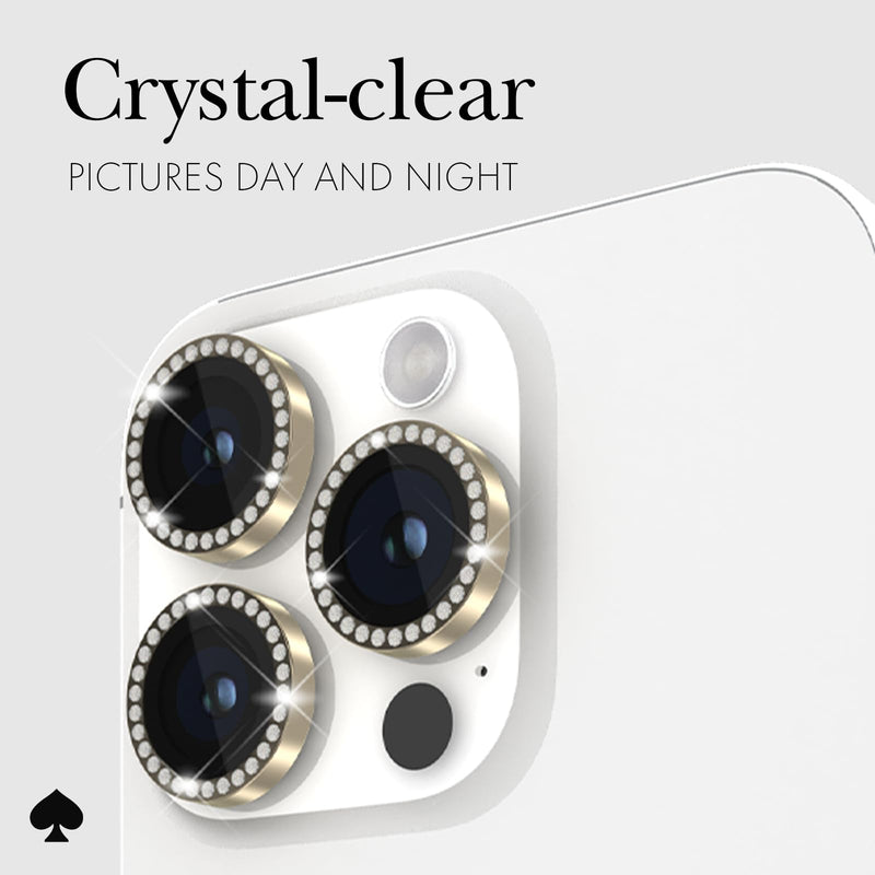 Kate Spade New York iPhone 15 Pro/iPhone 15 Pro Max Camera Lens Protector with Aluminum Rings - Crystal