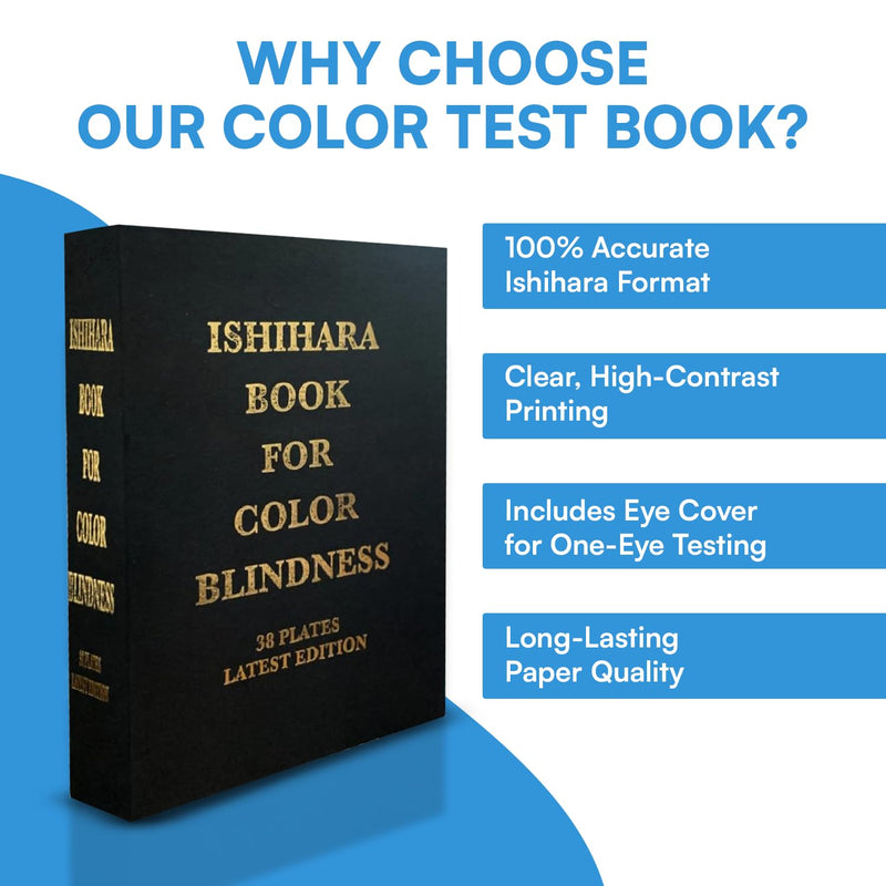 Ishihara Test Chart Books for Color Deficiency 38 Plates with User Manual and One Eye Occluder.