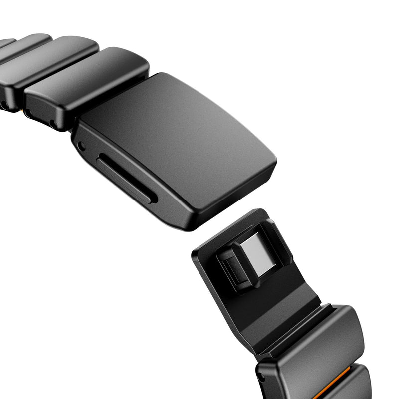 Magnetic Stainless Steel Band for Apple Watch, Black/Orange | Ultra 49mm, Series 10 46mm, Series 9/8/7 45mm, Series 6/SE/5/4 44mm, Dual-Layer Silicone Metal Strap, Secure Magnetic Clasp