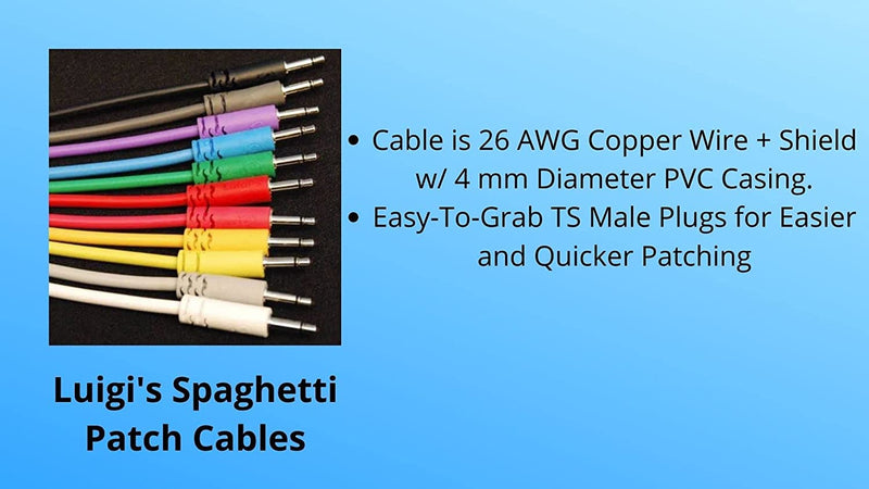 [AUSTRALIA] - Luigi's Modular Supply Spaghetti Eurorack Patch Cables - Pkg of 5 Purple Cables, 36" (90 cm) 