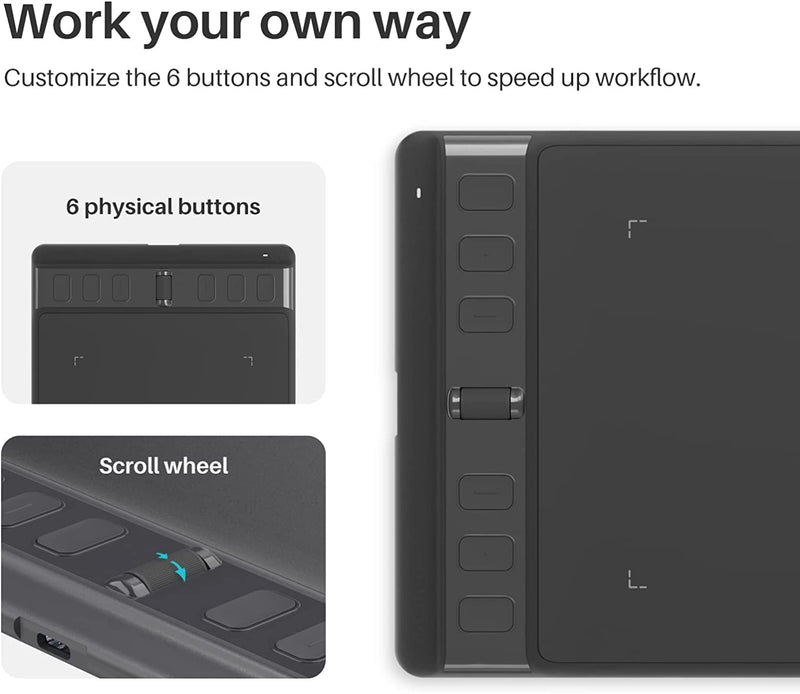 HUION Inspiroy 2 Small Drawing Tablet Black Digital Art Tablet Bundle with Skeleton Artist Glove
