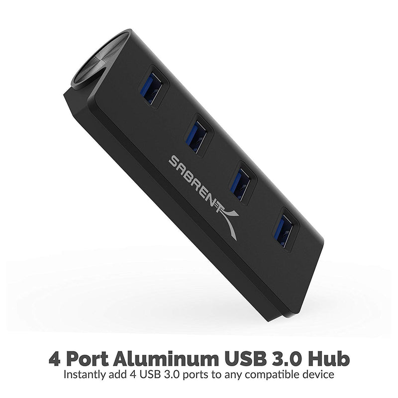 SABRENT Premium 4 Port Black Aluminum USB 3.0 Hub (30" Cable) for iMac, MacBook, MacBook Pro, MacBook Air, Mac Mini, or Any PC [Black] (HB-MC3B)