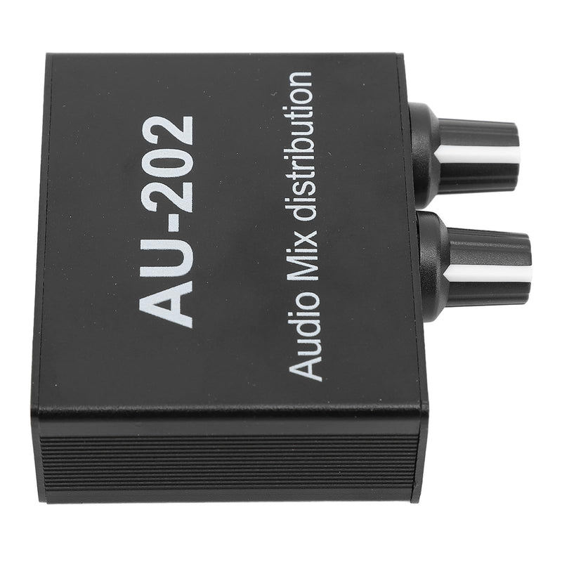 2 Channel Stereo Mixer, 2 in 2 Out Low Noise Independent Volume Control 3.5mm Small Sound Mixer for Headphone DC 5‑24V