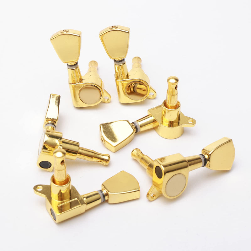 Swhmc Gold Guitar Tuning Pegs 6R - Replacement Machine Heads for Acoustic Electric Guitar, Sealed Tuning Keys with Installation Tools