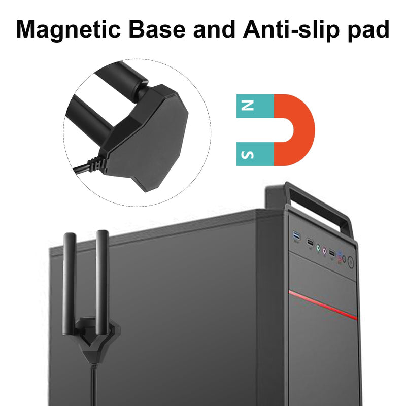 Tri-Band WiFi 6E Antenna 2.4GHz, 5GHz & 6GHz Magnetic Base Antenna for PC Desktop Computer & Gaming Motherboards WiFi Router Bluetooth Card