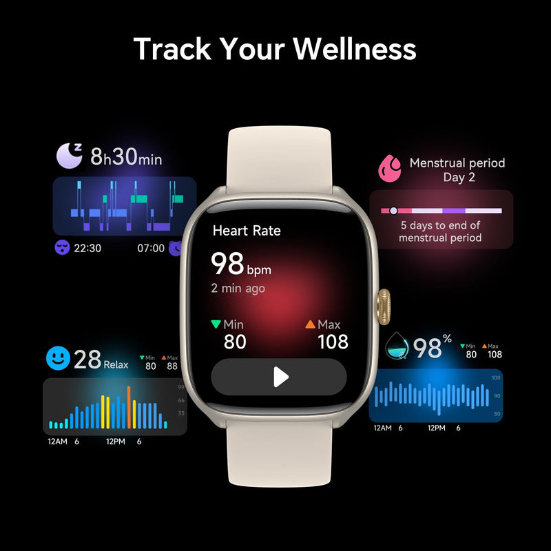 Smart Watch for Women Men(3 Bands), 1.75" AMOLED, Compatible iPhone/Android | Fitness Tracker Watch with 3 ATM Waterproof, Answer/Make Calls, 24/7 Heart Rate/SpO2/Sleep Monitor/AI Voice, Smartwatch Gifts Beige 1.75 Inches