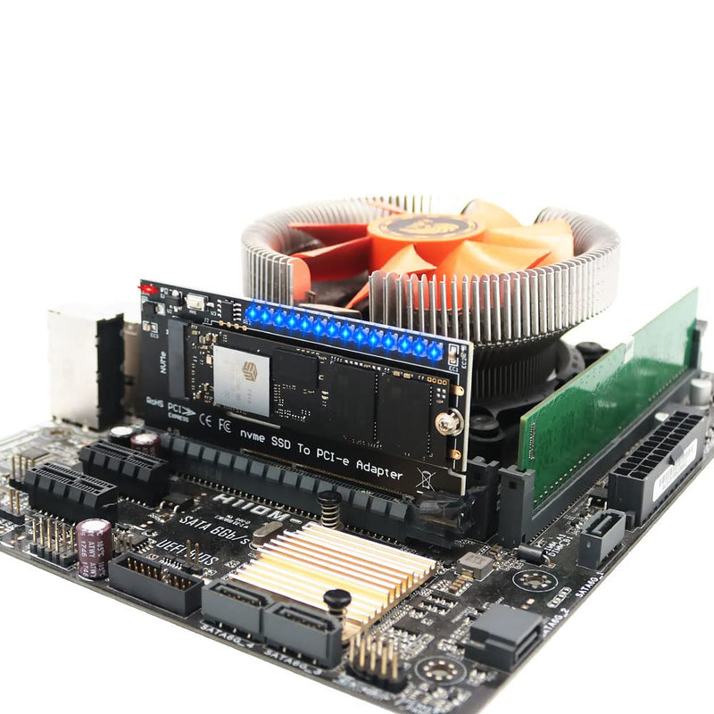 HLT M.2 nvme SSD to PCI-E 4X/8X/16X Adapter with 3528 Colorful Flash LED