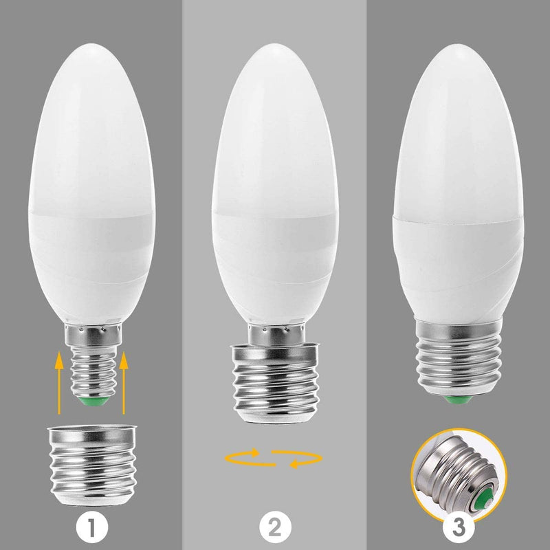 UU19EE E14 to E27 LED Bulbs Socket Adapter, Lamp Holder Converter, Nickel Plated Iron, Edison Screw Adapter Converter, for LED Lamp, Incandescent Lamp, 230 V, Not Dimmable, Pack of 6
