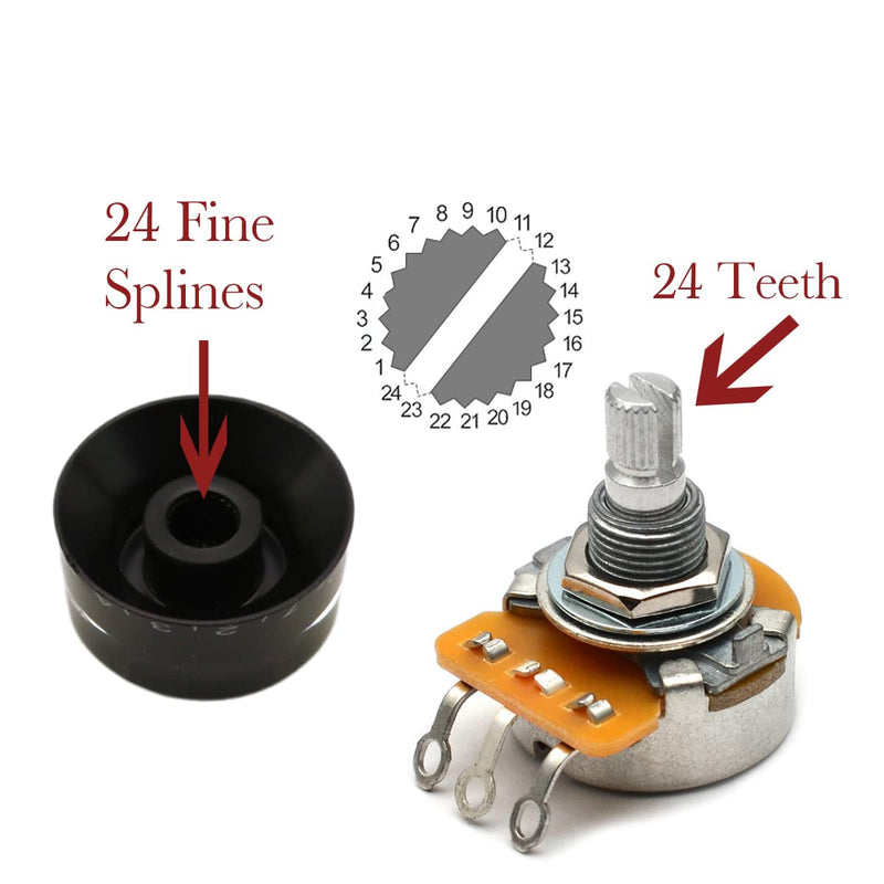 4pcs Black Imperial/USA LP Electric Guitar Knobs Speed Volume Tone Control Knob LP Style with 24 Fine Splines for CTS Pots/USA LP Electric Guitar Knob Black