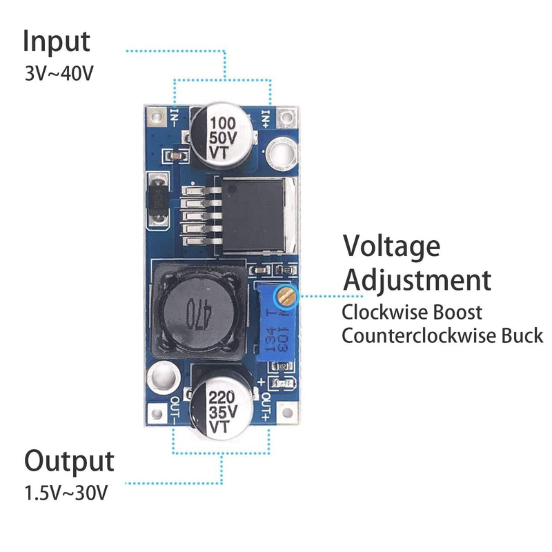 Step Down Converter Binghe Pack of 10 DC-DC 3A Buck Converter, Step-Down Converter Module, Voltage Regulator, Adjustable Power Supply Downward Module, 3.2-46 V to 1.25-35 V Adjustable Power Supply