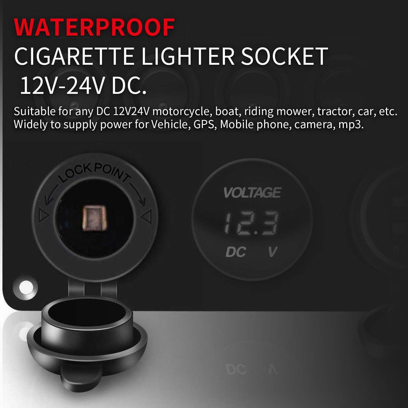 DaierTek 3 pcs Lighted Car Cigarette Lighter Socket and 3 pcs PD Type C USB Charger Socket