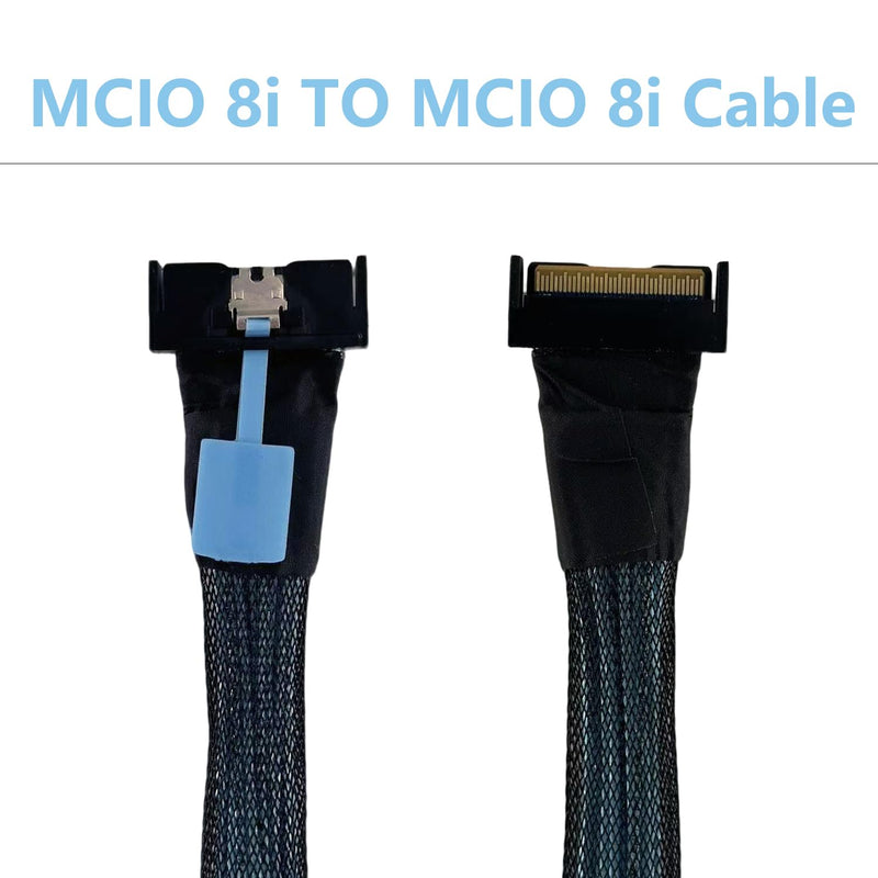 MCIO 8i to 8i Cable, PCIe 5.0 Gen5 Internal High-Speed Adapter, SFF-TA-1016 Connector for NVMe RAID Controller Server Storage Backplane, 50CM