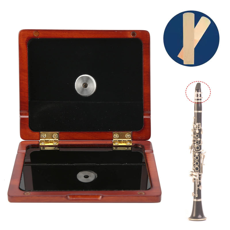 Multi-Instrument Case Saxophone Clarinet Case for 5-Reeds Solid Wood Holding Storing Box with Hygrometer and a Magnet Switch Design(Amber Color) Amber Color