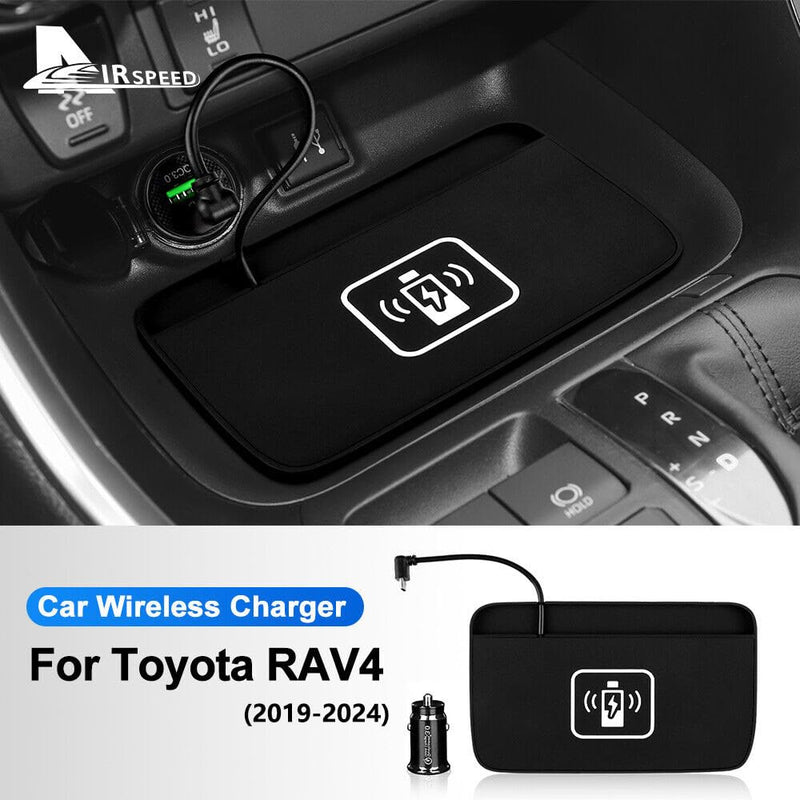 Wireless Car Charger for 2019-2024 Toyota RAV4, 15W Fast Qi Charging Station Pad Mat, Compatible with iPhone and Android, Black