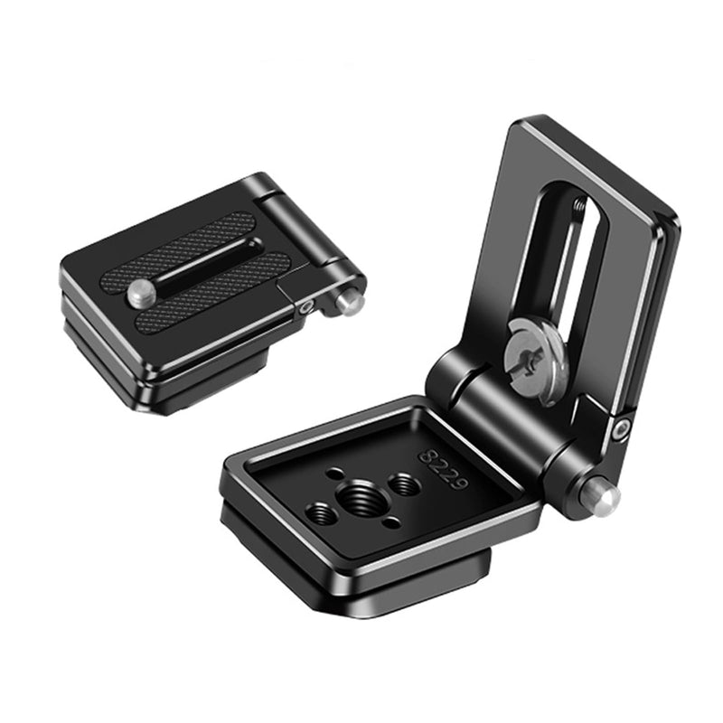 Foldable Camera L Bracket,Tripod Quick Release Plate, Aluminum Vertical Horizontal Switching Mount with Arca Swiss 1/4" & 3/8" Threaded for DSLR Mirrorless Camera Stabilizer Monopod Tripod Gimbal