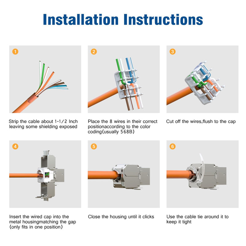 FGB 10Gbps 2x CAT 7 Keystone Jack Module with 1x 2-Port DIN Rail Adapter - Tool-Free LSA - Metal STP Shielding RJ45 Socket Snap-in Mounting for 35 mm DIN Rails - Ethernet LAN Network Switch 2 port-2x keystone + 1x holder