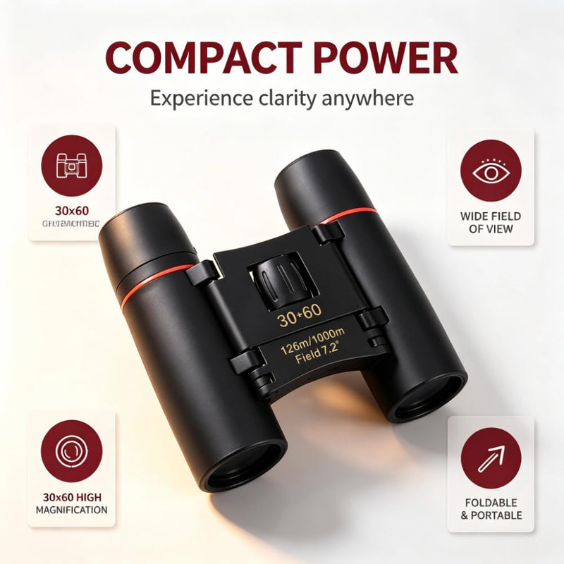 30x60 8High Powered Binoculars for Adults, Camping Gear，Waterproof Compact Binoculars with Low Light Vision for Bird Watching Hunting Camping Travel Cruise Hiking Sports Stargazing。