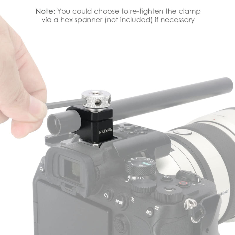 [AUSTRALIA] - NICEYRIG 15mm Single Rod Holder Camera Hot Shoe Mount 15mm Rod Rail Support for Follow Focus, EVF Mount - 478 