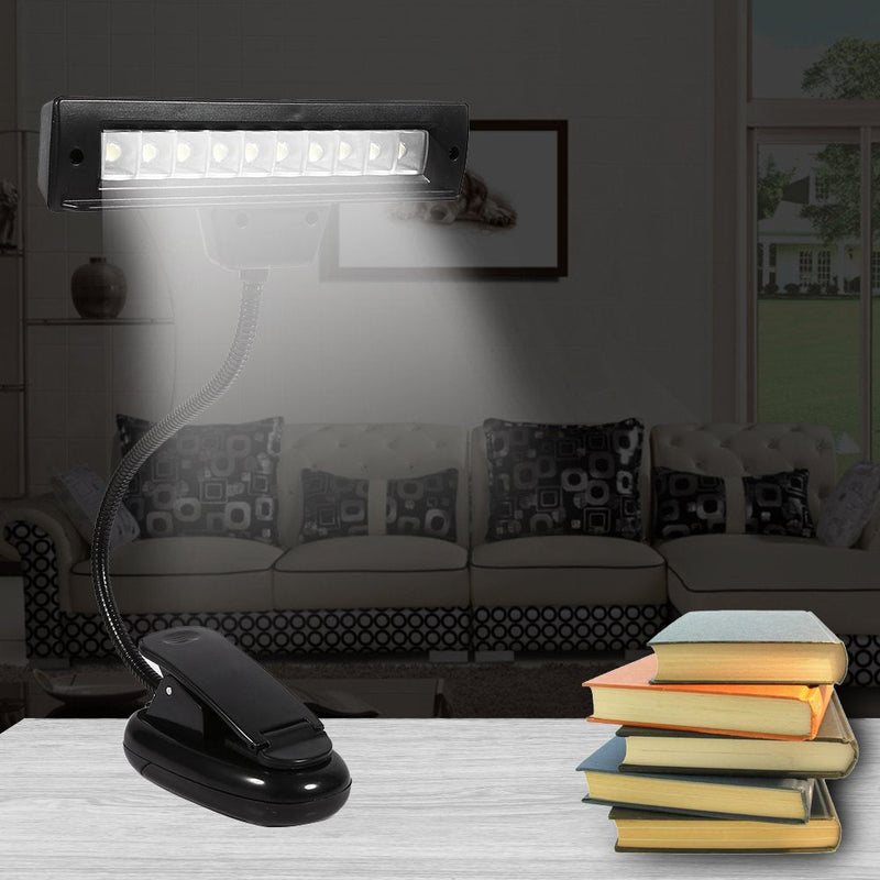 Clip On Lamp Clip On Lamps Plastic Metal Black Portable 10 Led Clip On Music Stand Clamp Light Bedroom Desk Reading Lamp Ac 110V ~220V (b)