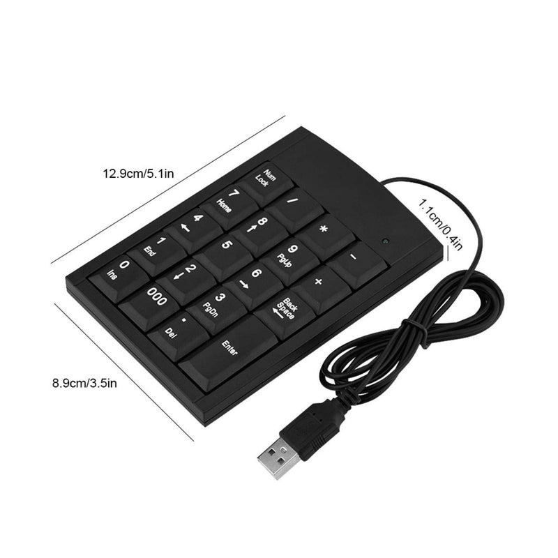 USB Numeric Keypad, Portable Slim Mini Number Pad for Laptop Desktop Computer PC, Full Size 19 Key, Big Print Letters, for Windows 7/8/9/10/for iOS/for Android