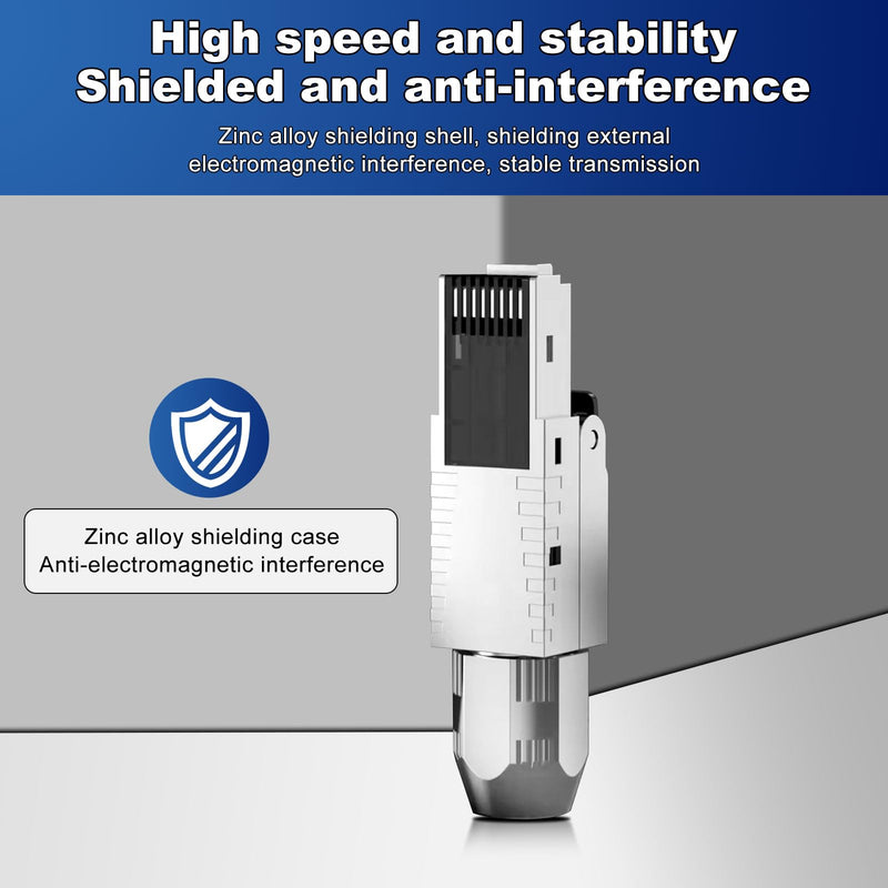 ZHITING 2 x CAT 7 RJ45 Connector Network Connector for Rigid LAN Cable Installation Cable Ethernet, LAN Plug Cat 7 Tool-Free LSA Fully Shielded STP, 10 Gbit/s, AWG 23-26 2cps