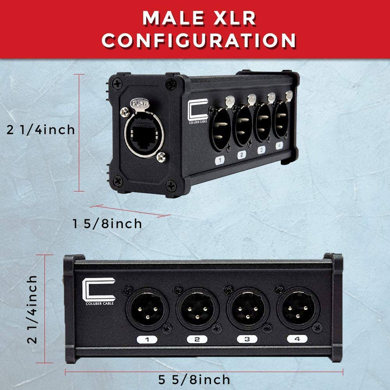 COLUBER CABLE XLR Snake 4 Channel Audio Over Ethernet - DMX Snake XLR Over Ethernet RJ45 Audio Snakes Pair Male and Female Box