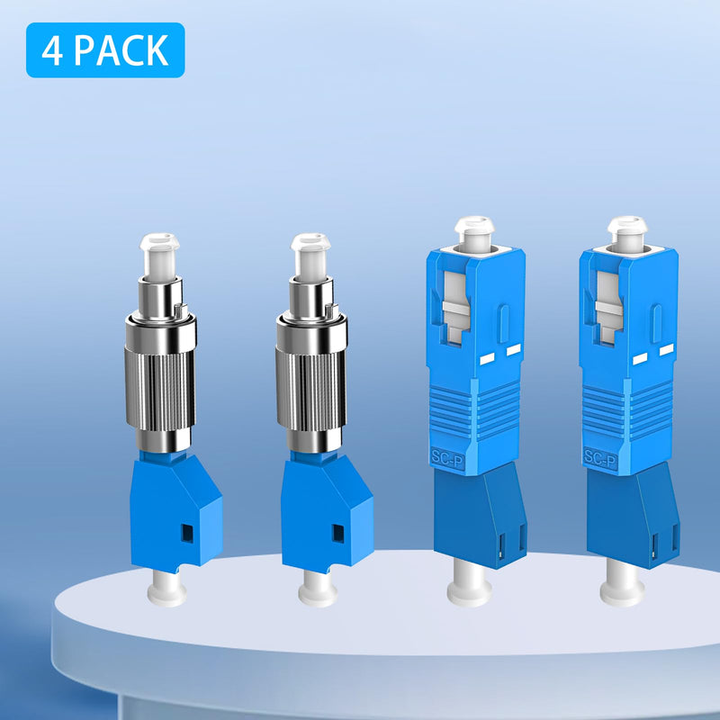 Duttek 2PC FC Male to LC Female Fiber Adapter and 2PC SC Male to LC Female Adapter Hybrid Flange Single Mode 9/125um Optical Fiber Convertor Adaptrt for Optical Power Meter 4 Pack 2 Styles