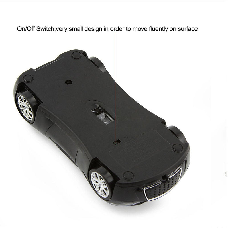 ECOiNVA Wireless Sports Car Mouse Desktop Laptop Computer Optical Mouse Mice AAA Battery Nano USB 2.4GHz Gaming Mouse (Black) Black