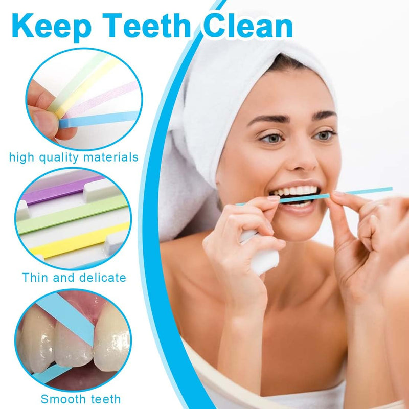 EIHI 60 Pieces Tooth Sandpaper for Spaces, Resistant Deep Cleaning Oral Hygiene, Tooth Sandpaper, Dental Sanding Strips, Teeth Polishing Finishing Gloss Contouring Tools Kit