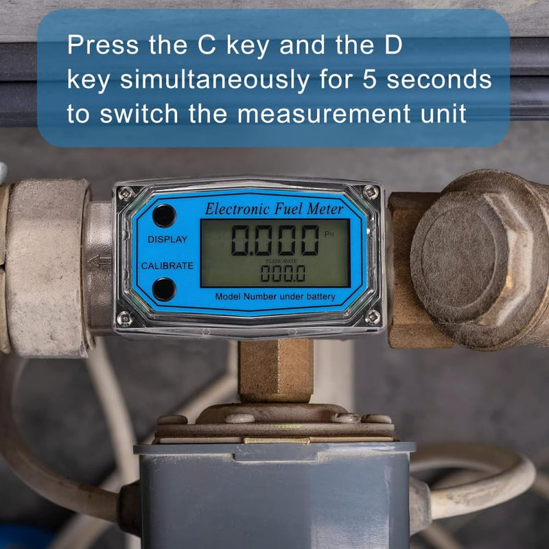 Uadme Flow Meter 15-150L/min 1" NPT Diesel Flow Sensor Mini Digital Turbine Flowmeter for Diesel Kerosene Petrol Shows Current and Cumulative Flow Blue