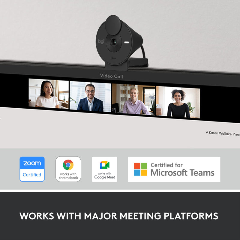 Logitech Brio 301 Full HD 1080p Webcam for Streaming and Meetings - Black | 1080p with auto-light correction, built-in mic, privacy shutter, USB-C, certified for Microsoft Teams, Google Meet, Zoom