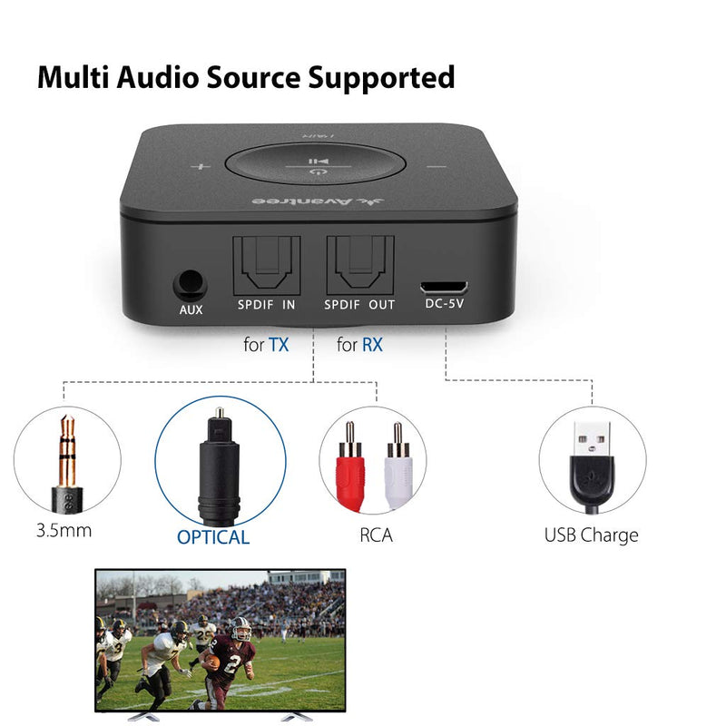 [AUSTRALIA] - Avantree TC417 Bluetooth Transmitter Receiver for TV, Optical Digital Toslink, Volume Control for 3.5mm AUX, RCA, 20H Playtime, aptX Low Latency Wireless Audio Adapter for Headphones, Home Stereo 