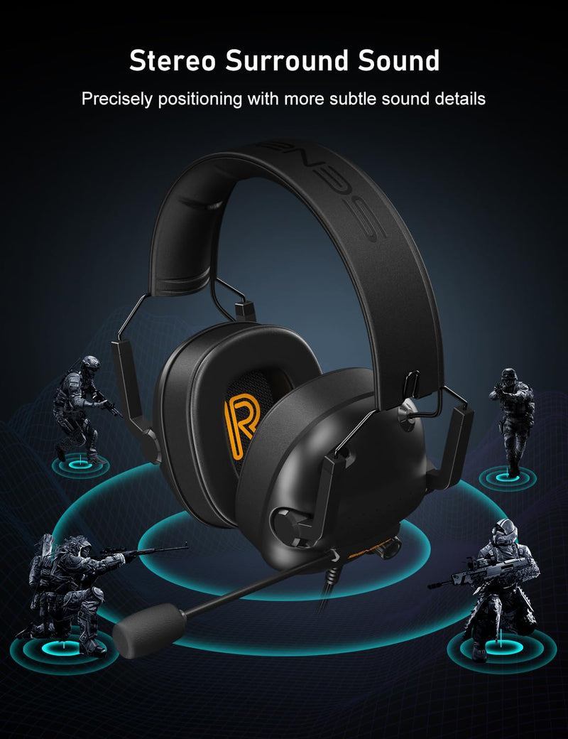 [AUSTRALIA] - SENZER SG500 Surround Sound Pro Gaming Headset with Noise Cancelling Microphone - Soft Memory Foam Padding - Portable Foldable Headphones for PC, PS4, PS5, Xbox One, Switch - Black 