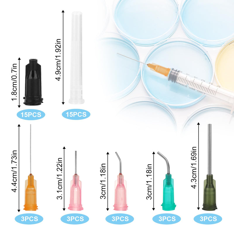 [AUSTRALIA] - Colostrum Syringe Set, 1 ml, 3 ml, 5 ml, 10 ml, Dosing Syringe with Blunt Needle and Cap, Reusable Syringe, Plastic Syringe for Animal Feeding, Industry, Laboratory, Pack of 15 