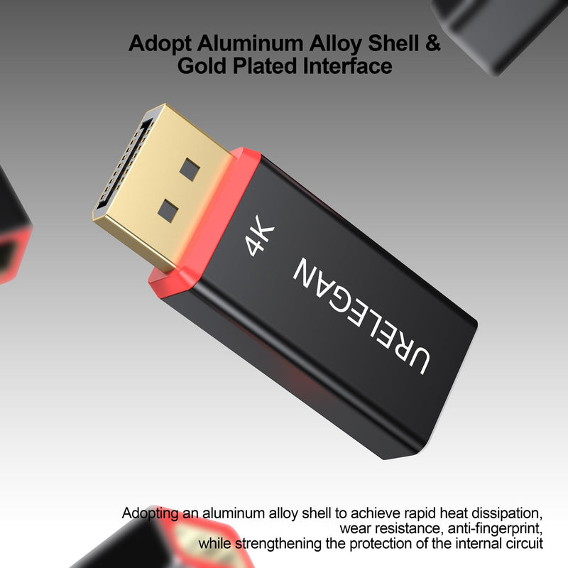 DisplayPort to HDMI Adapter 5-Pack (NOT USB), 4K UHD Display Port (DP) to HDMI Converter Aluminum Shell Support Video & Audio Compatible with DisplayPort Source Devices 0.4 Feet 5Pack