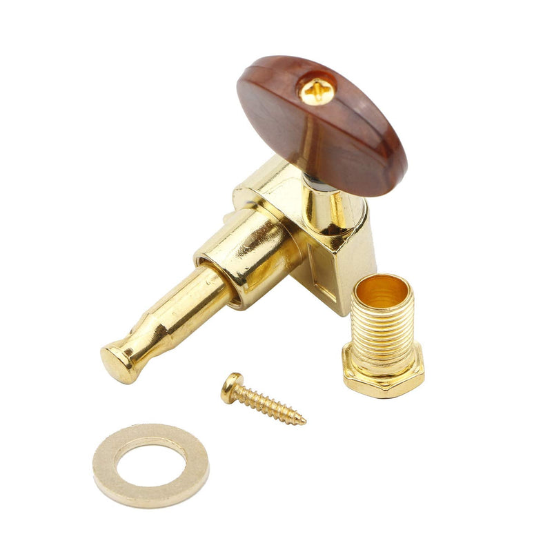 [AUSTRALIA] - Swhmc 3R 3L Semi-Closed Golden Guitar String Tuners Tuning Keys Pegs Machine Heads Knobs Locking Tuners for Acoustic, Electric Guitar Gold 