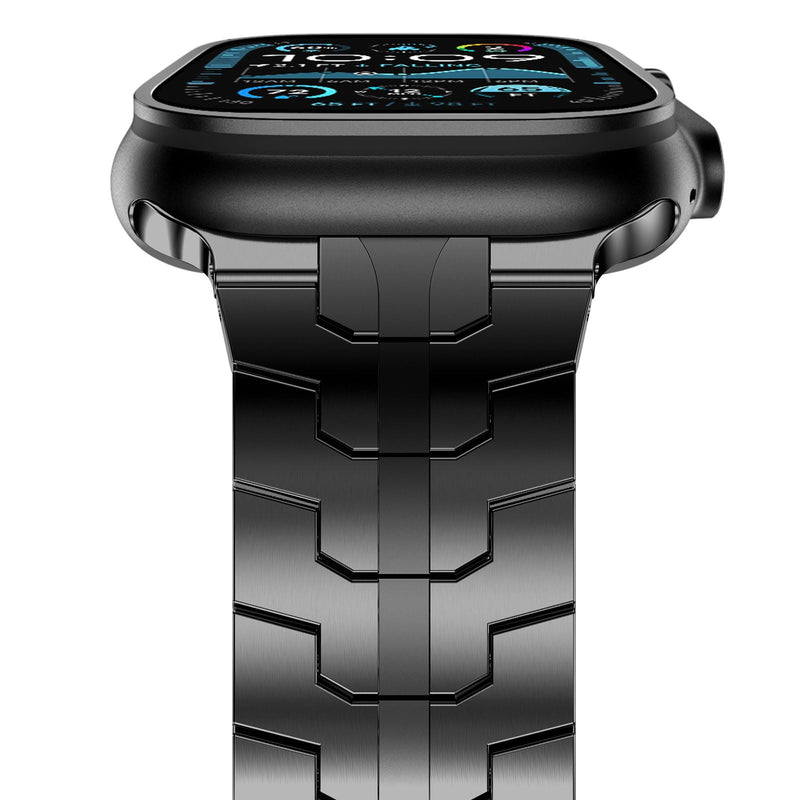 CHANCHY Stainless Steel Apple Watch Band Apple Watch Ultra 3/2/1 Band 49mm | Metal Strap with Butterfly Clasp 46mm 45mm 44mm 42mm 41mm 40mm 38mm iWatch 11 10 9 8 7 6 5 4 3 2 1 SE Ultra for Men Women Titanium Edition, Black 49mm/46mm/45mm/44mm